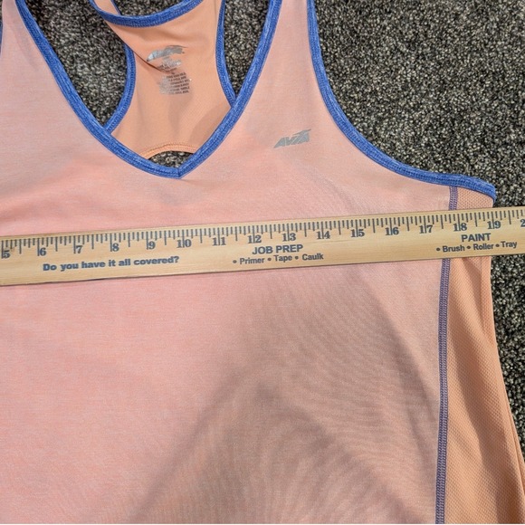 Avia Womens Activewear Tank Top Peach Orange Blue Trim Racerback Keyhole Large - Picture 5 of 6